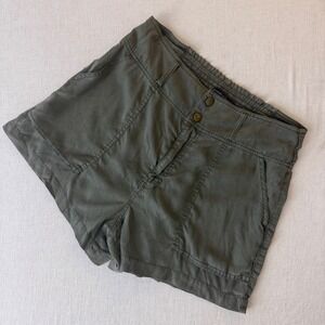 Abercrombie & Fitch Olive Green Utility Shorts Smocked Waist Womens Large